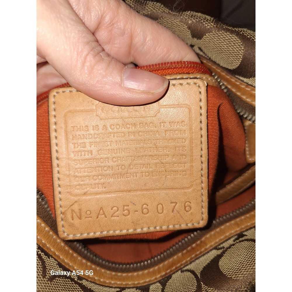 47. Coach Signature C Jacquard Canvas Leather Shoulder Bag Brown Khaki vintage - Picture 7 of 8